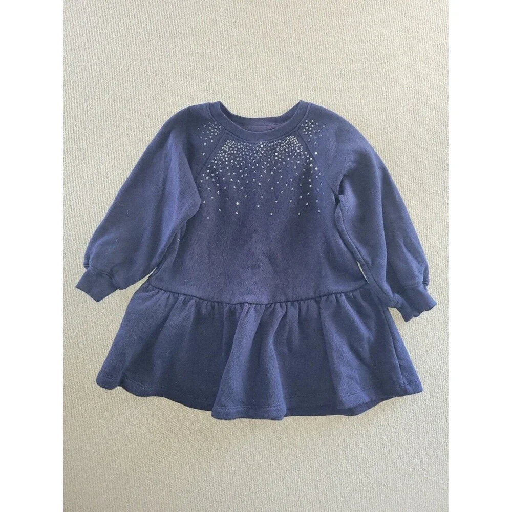GAP Size 3 Years Blue Sweater Dress with Rhinestone Accent